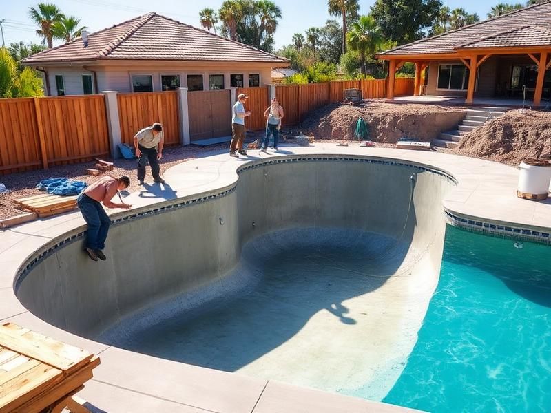 Oasis Pools crew building a custom pool in High Point, NC